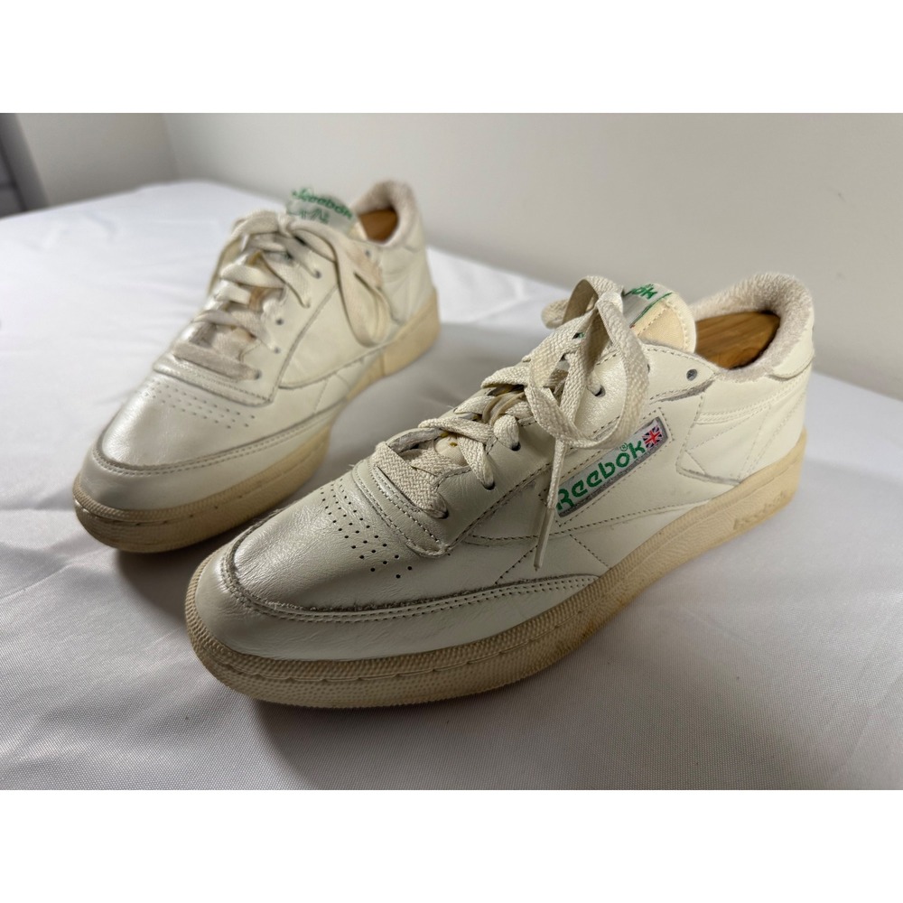 Reebok Club C 85 Vintage Leather Sneakers Chalk White Green Womens 7.5